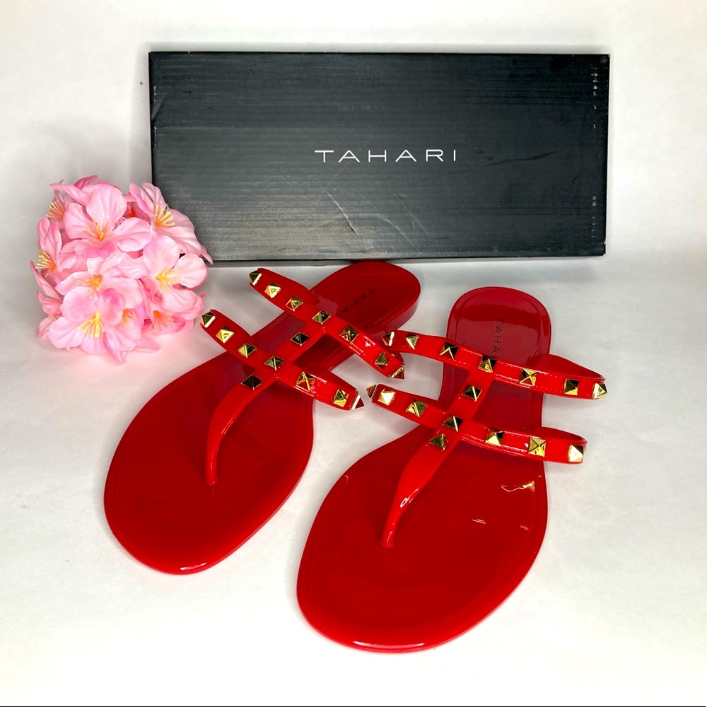Studded PVC Jelly Slide Thong Sandal